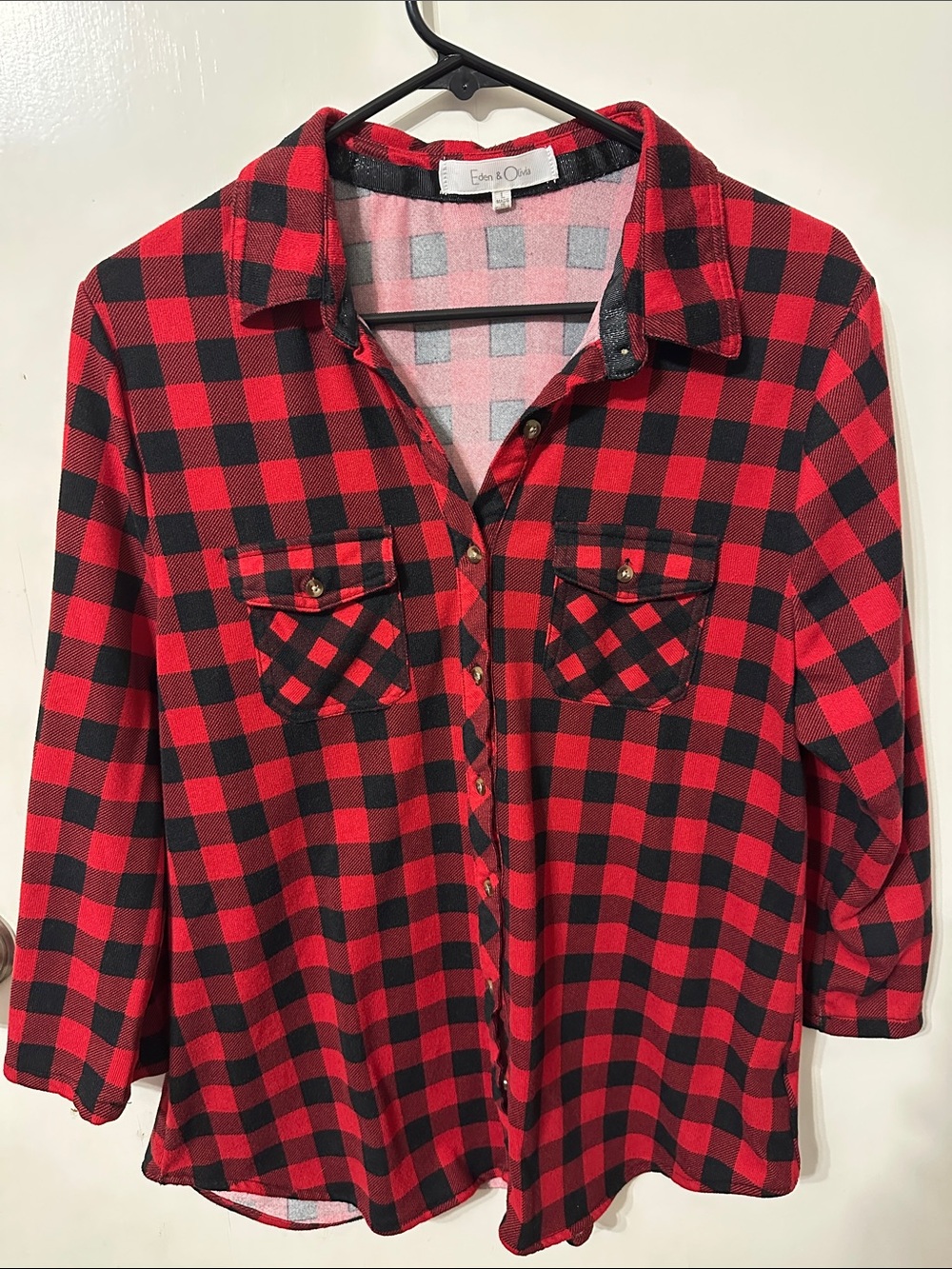 Eden & Olivia Red and Black Buffalo Check Button-Down Shirt
